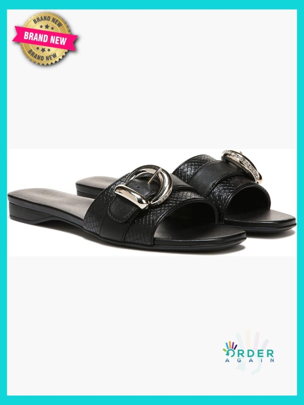 Slide Sandals Metallic Buckle Open Toe Casual Everyday Comfort